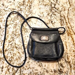 Fossil Vintage Black Leather Crossbody Bag, w/ Card Holder Good Condition Purse